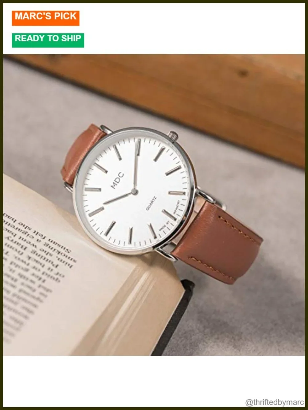 Ultra Thin Minimalist Dress Watch with Leather Band Japanese Quartz